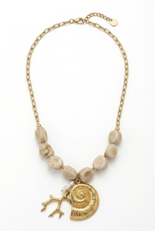 Collana in acciaio BOUCLE con pendente conchiglia grande