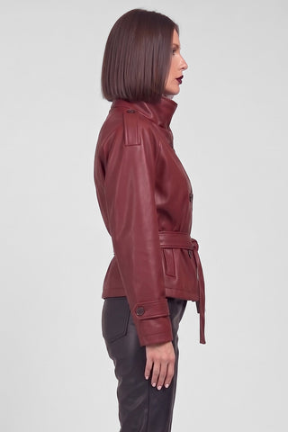 Giubbino donna FEDRA in ecopelle con collo alto
