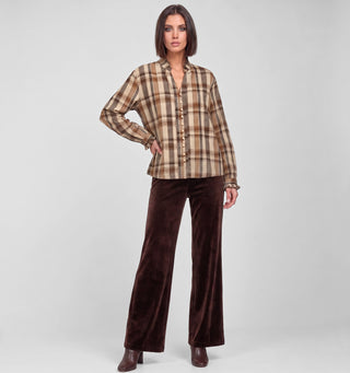 Camicia donna LIMA a quadri in cotone colletto arricciato