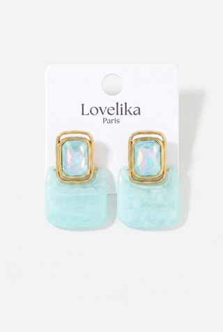 Orecchini donna SQUARE a perno geometrici pastello in acciaio Lovelika