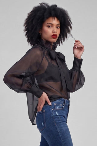 Blusa trasparente KELLY in seta maniche lunghe
