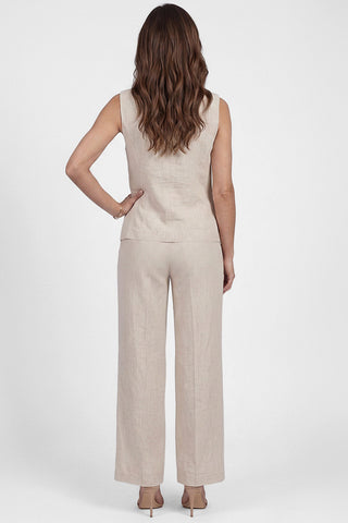 Coordinato donna in cotone LAYLA gilet sartoriale e pantaloni palazzo in cotone beige