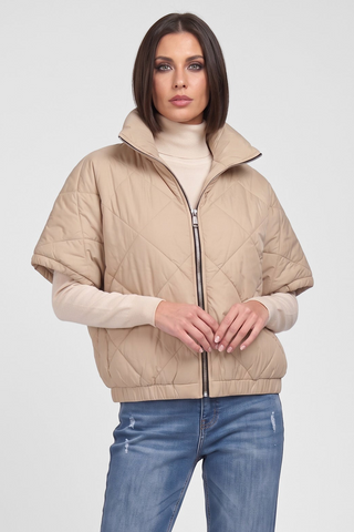 Piumino donna SONIA trapuntato a rombi con zip mezza manica