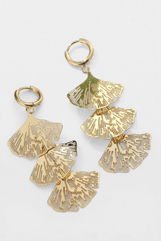 Orecchini VIVANT a foglie Ginkbo Biloba in  acciaio