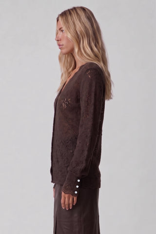 Cardigan/camicia donna SEIRA effetto pizzo floreale