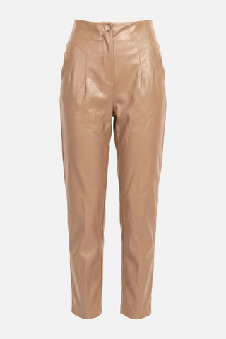 AGONGES High-waisted Faux Leather Trousers