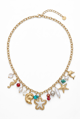 TRESOR steel necklace with marine charms