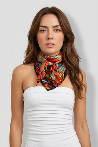 Foulard donna CORALLINE fantasia gatti in seta