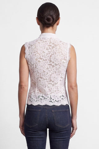Camicia donna NOOR smanicata con alamari in pizzo colletto alla coreana cotone e viscosa