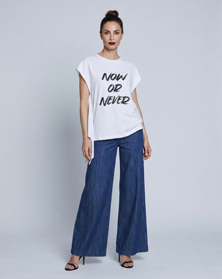 T-shirt misto cotone AMMOR_A mezza manica Relish stampa strass e volant sh