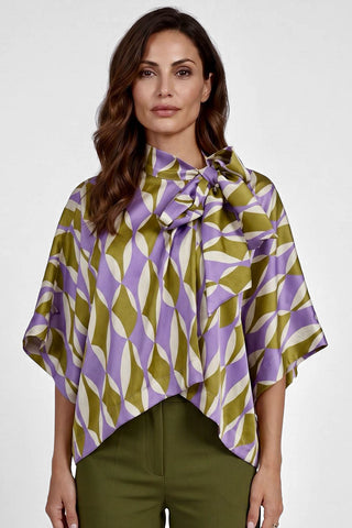 Blusa donna Liu Jo MAYA stampa all-over con dettaglio foulard