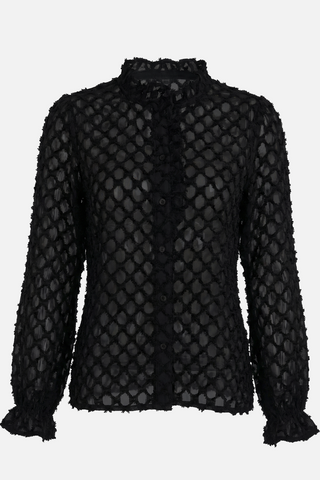 Camicia ODETTE m/l con lavorazione a rilievo