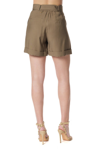 Shorts vita alta BIRDS con risvolti e cintura