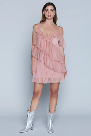 Abito DAFFODILS Relish corto monospalla con rouches balze e tulle sh