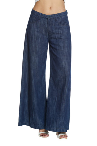 Pantaloni svasati LINDA_22 in denim a gamba larga