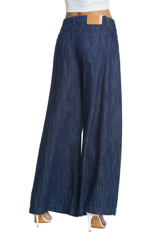 Pantaloni svasati LINDA_22 in denim a gamba larga