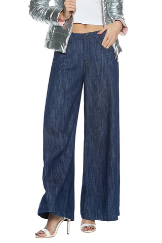 Pantaloni svasati LINDA_22 in denim a gamba larga