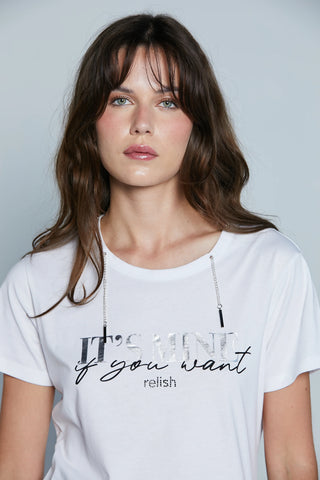 T-shirt in cotone TARRAGONA Relish mezza manica con stampa lamina sh