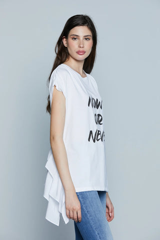 T-shirt misto cotone AMMOR_A mezza manica Relish stampa strass e volant sh