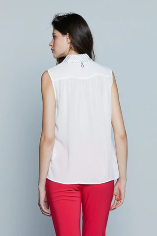 Blusa TUCSON Relish senza maniche con colletto fusciacca e strass sh