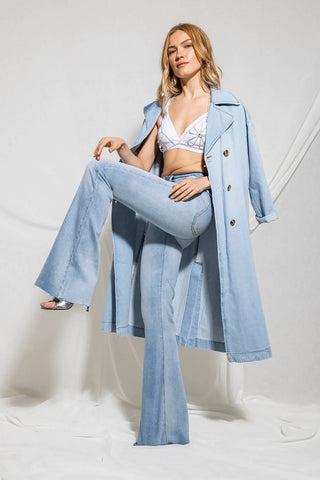 Trench donna BLANCA Relish in denim con applicazioni strass sh