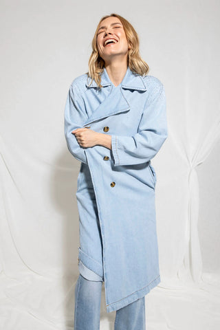 Trench donna BLANCA Relish in denim con applicazioni strass sh