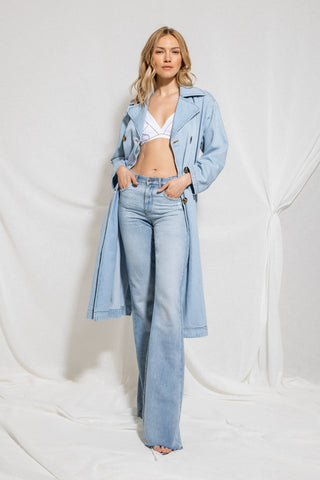 Trench donna BLANCA Relish in denim con applicazioni strass sh