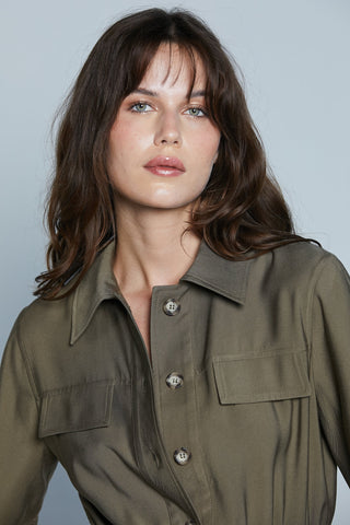 Abito donna Relish chemisier corto SAFAR in viscosa con cintura e tasche