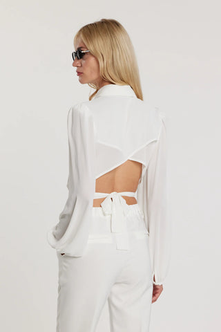 JANETTE long-sleeve blouse with bows and criss-cross back