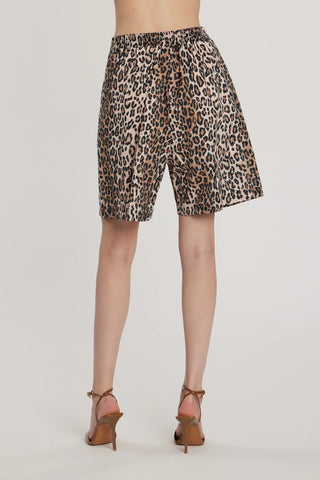 Bermuda donna CONNELLY vita alta stampa leopardata animalier sartoriale testa di moro Relish