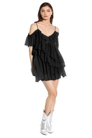 Abito DAFFODILS Relish corto monospalla con rouches balze e tulle sh