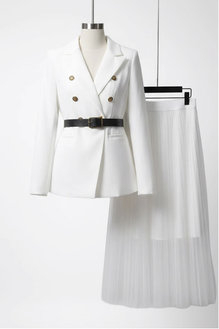 Coordinato MARILYN Blazer con cintura e gonna in tulle viscosa e cotone