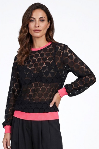 Maglia donna JIL maniche lunghe traforata motivo cuori Jijil