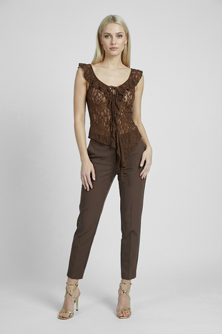CHANTILLY lace top with ruffles and ties