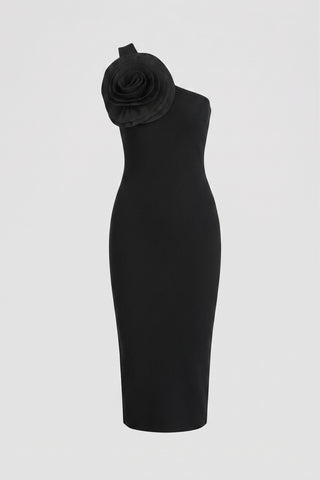 NIZZA One-shoulder mini dress with floral appliqué