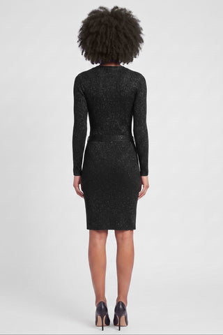 Abito corto ZORANA in maglia lurex con cintura