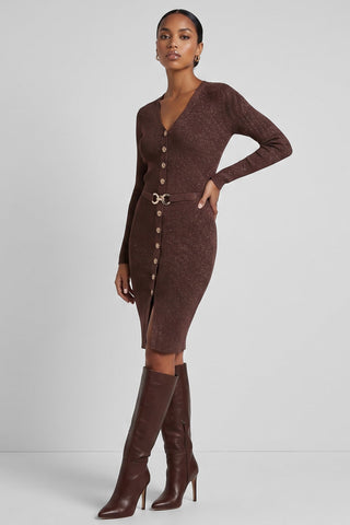 Abito corto ZORANA in maglia lurex con cintura