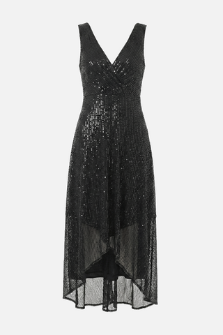 Abito lungo PARIS in full paillettes scollo incrociato - immagine 6