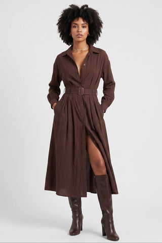 Abito lungo ZOLA m/l in viscosa con cintura e bottoni