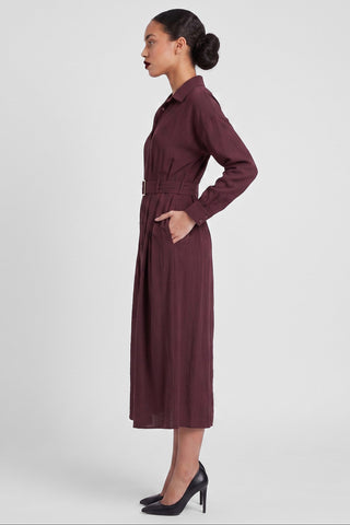 Abito lungo ZOLA m/l in viscosa con cintura e bottoni