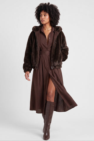 Abito lungo ZOLA m/l in viscosa con cintura e bottoni
