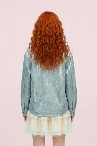 Giacca camicia in denim LUCINE con decori in micro paillettes