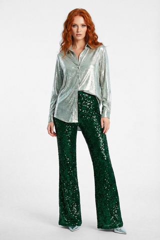 Pantaloni AMANDE in velluto e paillettes