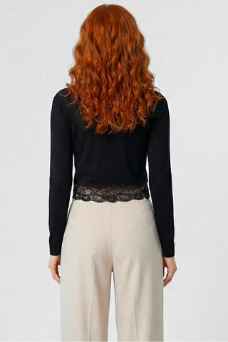 Maglia donna NOUR manica lunga con stampa strass luminosa comfort e femminilità must-have dal giorno alla sera black Abella PFS