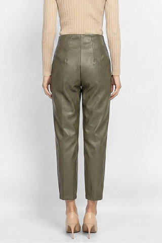 AGONGES High-waisted Faux Leather Trousers