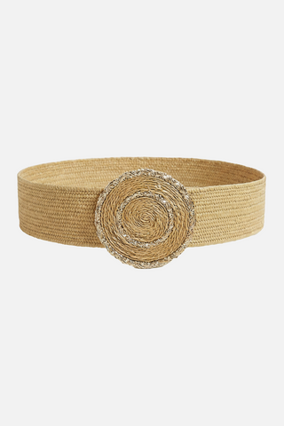 Cintura elasticizzata MARYSE effetto raphia con maxi fibbia