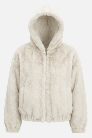 GIRON faux fur jacket with hood and pockets