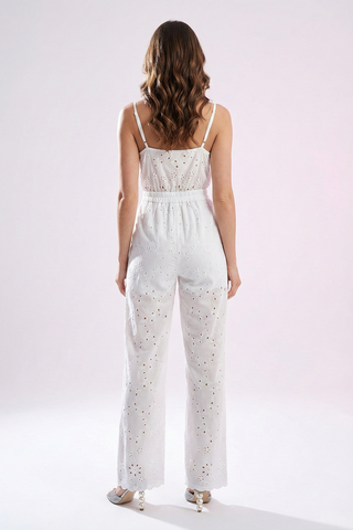 ANNE long sangallo jumpsuit with thin straps