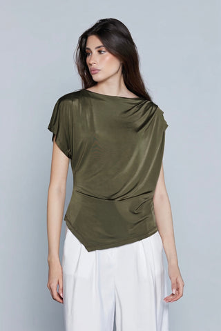 Blusa ARANUEZ Relish mezza manica ad aletta con orlo asimmetrico sh - immagine 2
