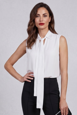 Blusa TUCSON Relish senza maniche con colletto fusciacca e strass sh